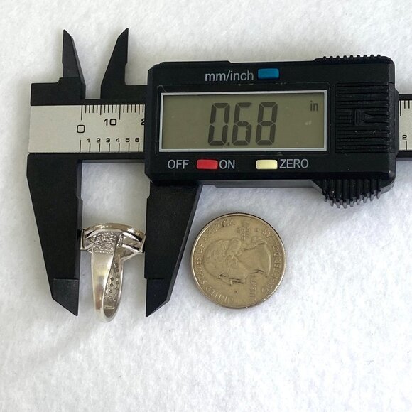 Sterling Silver 925 BBJ Marquise Faceted Yellow CZ & Clear Spinel Accent Ring - Picture 14 of 16